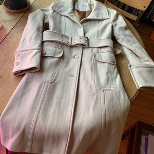 Kenneth Cole Wool Belted coat cream sz10